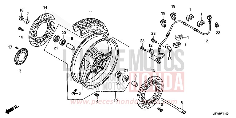 FRONT WHEEL for Deauville ABS CARNELIAN RED METALLIC (R296) from 2011
